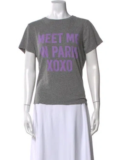 Pre-owned Cinq À Sept Graphic Print Crew Neck T-shirt In Grey