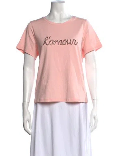 Pre-owned Cinq À Sept Graphic Print Crew Neck T-shirt In Pink