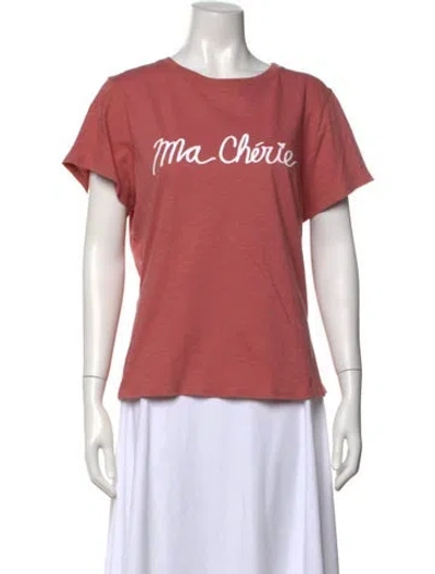 Pre-owned Cinq À Sept Graphic Print Crew Neck T-shirt In Red