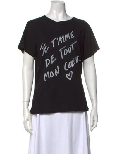 Pre-owned Cinq À Sept Graphic Print Crew Neck T-shirt W/ Tags In Black