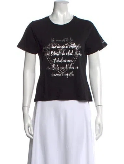 Pre-owned Cinq À Sept Graphic Print Crew Neck T-shirt W/ Tags In Black
