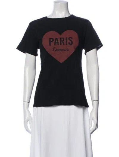 Pre-owned Cinq À Sept Graphic Print Crew Neck T-shirt W/ Tags In Black