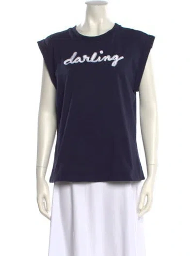 Pre-owned Cinq À Sept Graphic Print Crew Neck T-shirt W/ Tags In Blue