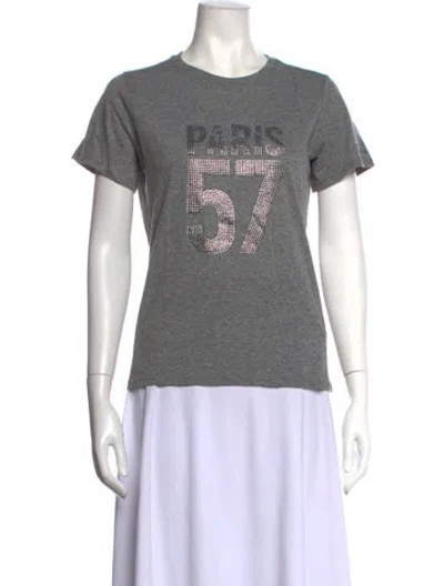 Pre-owned Cinq À Sept Graphic Print Crew Neck T-shirt W/ Tags In Grey
