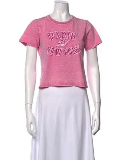 Pre-owned Cinq À Sept Graphic Print Crew Neck T-shirt W/ Tags In Pink