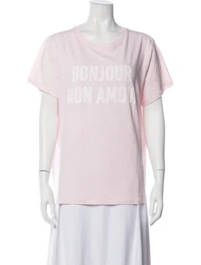 Pre-owned Cinq À Sept Graphic Print Crew Neck T-shirt W/ Tags In Pink