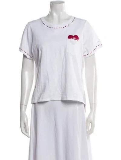 Pre-owned Cinq À Sept Graphic Print Crew Neck T-shirt W/ Tags In White