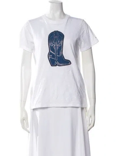 Pre-owned Cinq À Sept Graphic Print Crew Neck T-shirt W/ Tags In White