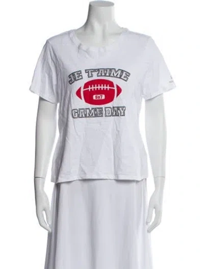 Pre-owned Cinq À Sept Graphic Print Crew Neck T-shirt W/ Tags In White