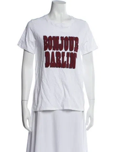 Pre-owned Cinq À Sept Graphic Print Crew Neck T-shirt W/ Tags In White