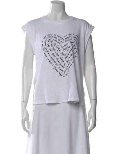 Pre-owned Cinq À Sept Graphic Print Crew Neck T-shirt W/ Tags In White