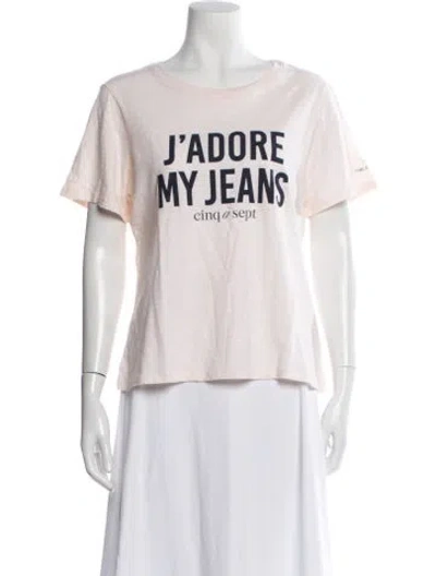 Pre-owned Cinq À Sept Graphic Print Crew Neck T-shirt W/ Tags In White