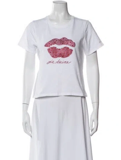 Pre-owned Cinq À Sept Graphic Print Crew Neck T-shirt W/ Tags In White