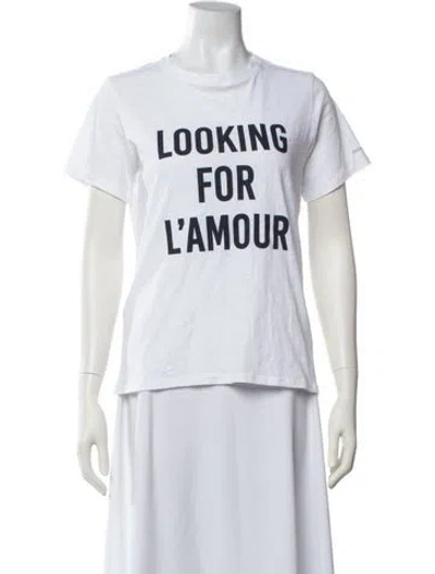 Pre-owned Cinq À Sept Graphic Print Crew Neck T-shirt W/ Tags In White