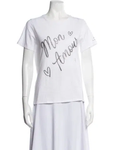 Pre-owned Cinq À Sept Graphic Print Crew Neck T-shirt W/ Tags In White
