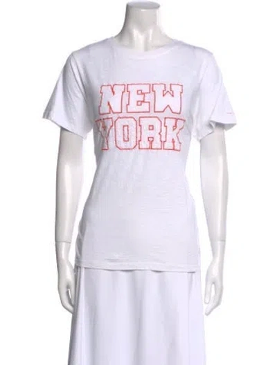 Pre-owned Cinq À Sept Graphic Print Crew Neck T-shirt In White