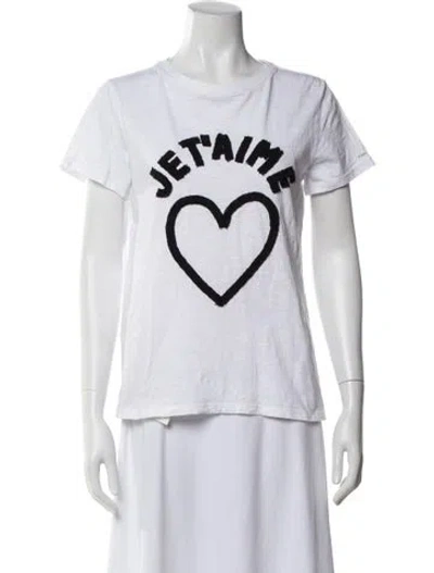 Pre-owned Cinq À Sept Graphic Print Crew Neck T-shirt In White