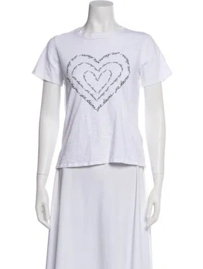 Pre-owned Cinq À Sept Graphic Print Crew Neck T-shirt In White