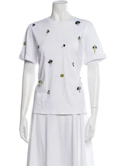 Pre-owned Cinq À Sept Graphic Print Crew Neck T-shirt In White