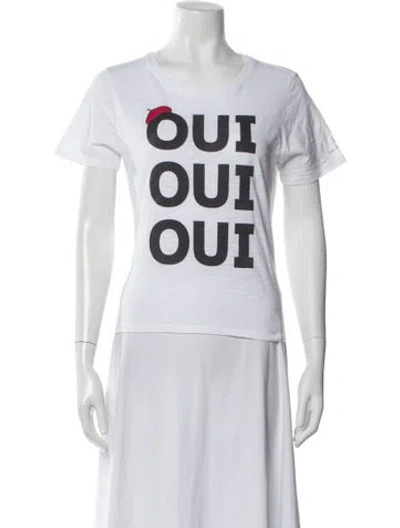 Pre-owned Cinq À Sept Graphic Print Crew Neck T-shirt In White