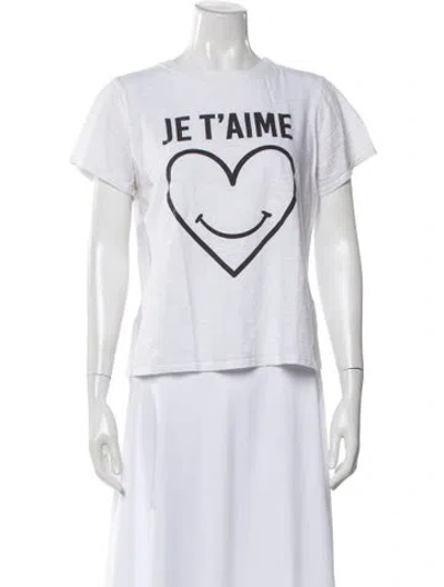 Pre-owned Cinq À Sept Graphic Print Crew Neck T-shirt In White