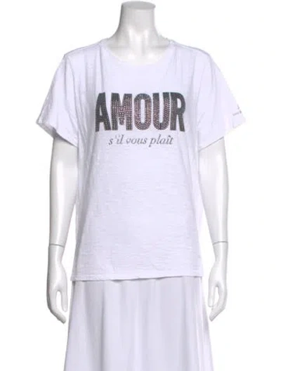 Pre-owned Cinq À Sept Graphic Print Crew Neck T-shirt In White