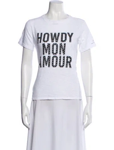Pre-owned Cinq À Sept Graphic Print Crew Neck T-shirt In White