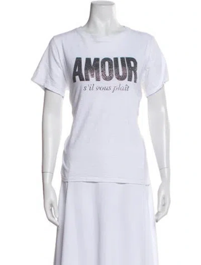 Pre-owned Cinq À Sept Graphic Print Crew Neck T-shirt In White