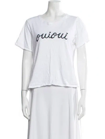 Pre-owned Cinq À Sept Graphic Print Crew Neck T-shirt In White