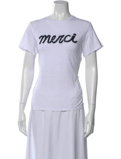 Pre-owned Cinq À Sept Graphic Print Crew Neck T-shirt In White