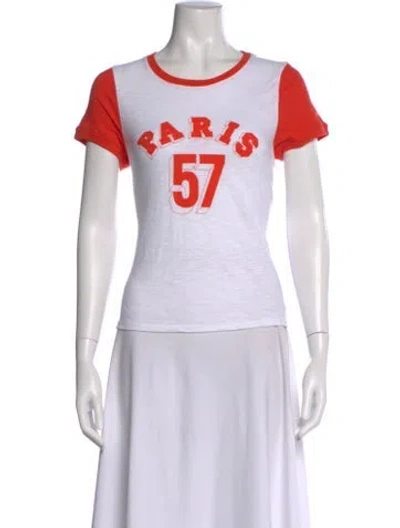 Pre-owned Cinq À Sept Graphic Print Crew Neck T-shirt In White