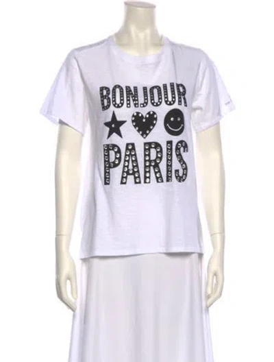 Pre-owned Cinq À Sept Graphic Print Crew Neck T-shirt In White