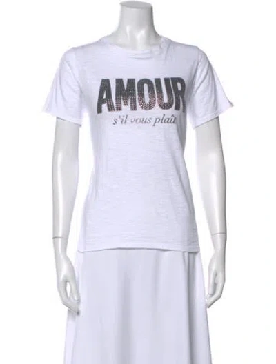 Pre-owned Cinq À Sept Graphic Print Crew Neck T-shirt In White