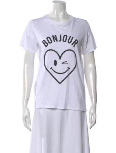 Pre-owned Cinq À Sept Graphic Print Crew Neck T-shirt In White
