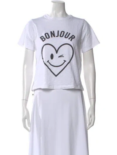 Pre-owned Cinq À Sept Graphic Print Crew Neck T-shirt In White