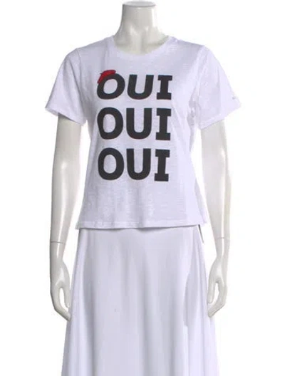 Pre-owned Cinq À Sept Graphic Print Crew Neck T-shirt In White