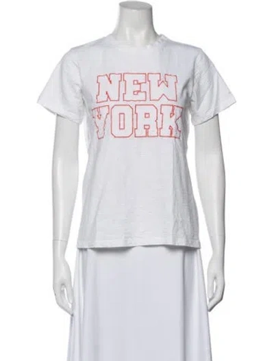 Pre-owned Cinq À Sept Graphic Print Crew Neck T-shirt In White