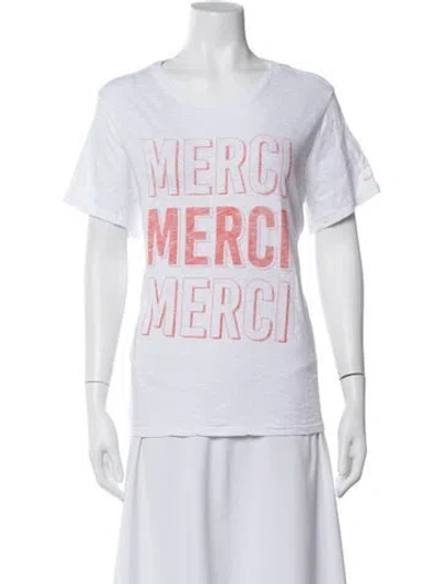 Pre-owned Cinq À Sept Graphic Print Crew Neck T-shirt In White