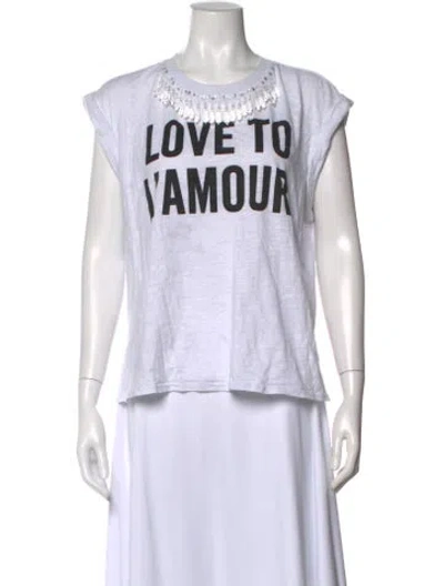 Pre-owned Cinq À Sept Graphic Print Crew Neck T-shirt In White