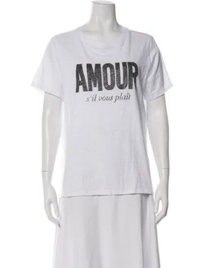 Pre-owned Cinq À Sept Graphic Print Crew Neck T-shirt In White