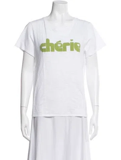 Pre-owned Cinq À Sept Graphic Print Crew Neck T-shirt In White