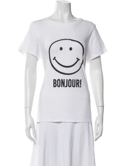 Pre-owned Cinq À Sept Graphic Print Crew Neck T-shirt In White