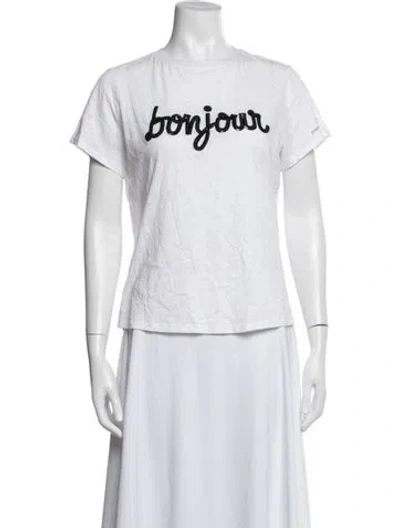 Pre-owned Cinq À Sept Graphic Print Crew Neck T-shirt In White