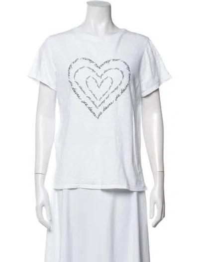 Pre-owned Cinq À Sept Graphic Print Crew Neck T-shirt In White