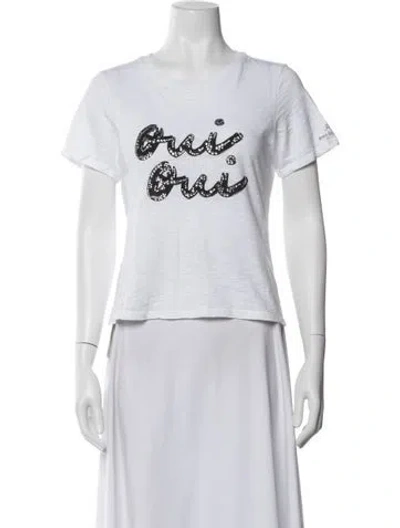 Pre-owned Cinq À Sept Graphic Print Crew Neck T-shirt In White