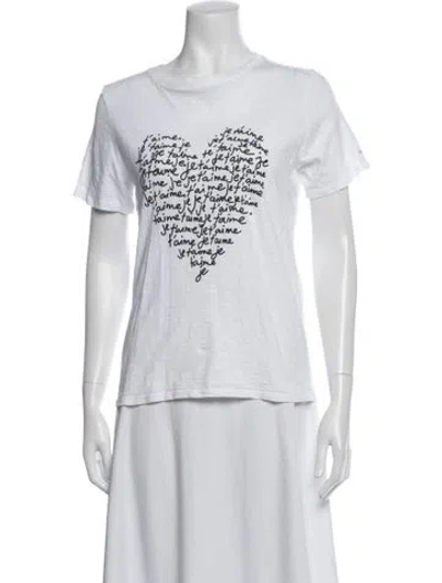 Pre-owned Cinq À Sept Graphic Print Crew Neck T-shirt In White