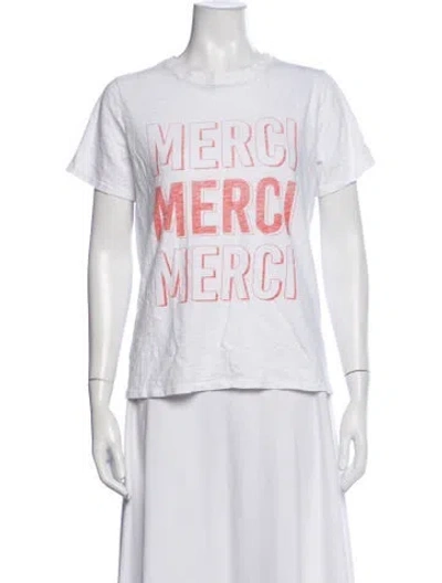 Pre-owned Cinq À Sept Graphic Print Crew Neck T-shirt In White