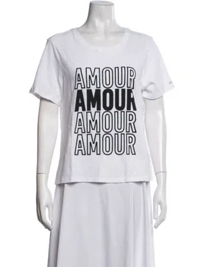 Pre-owned Cinq À Sept Graphic Print Crew Neck T-shirt In White