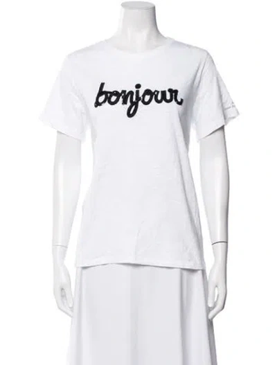 Pre-owned Cinq À Sept Graphic Print Crew Neck T-shirt In White