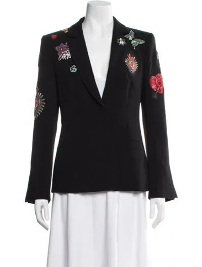 Pre-owned Cinq À Sept Graphic Print Jacket In Black